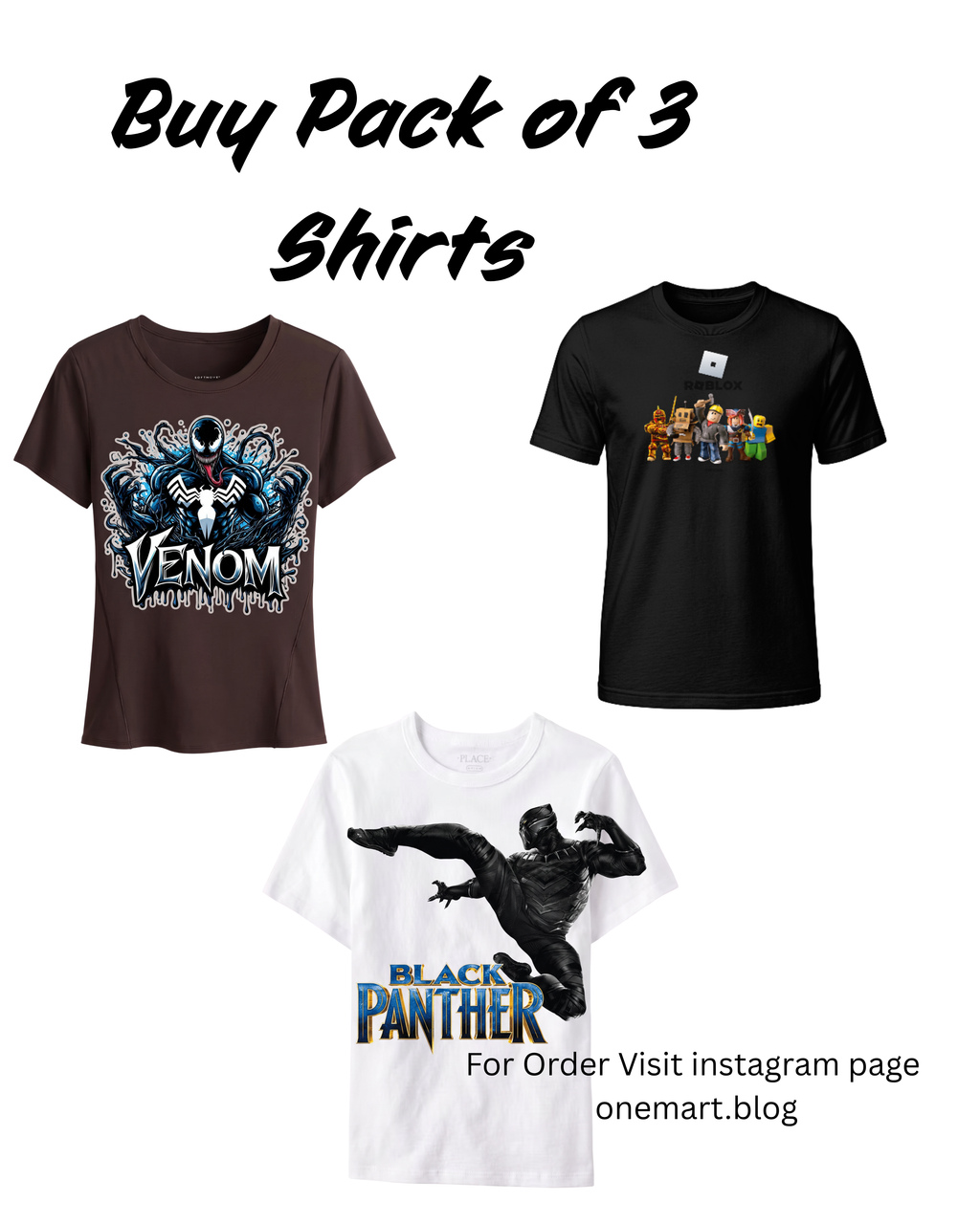 Pack of 3 stylish T-shirts for boys