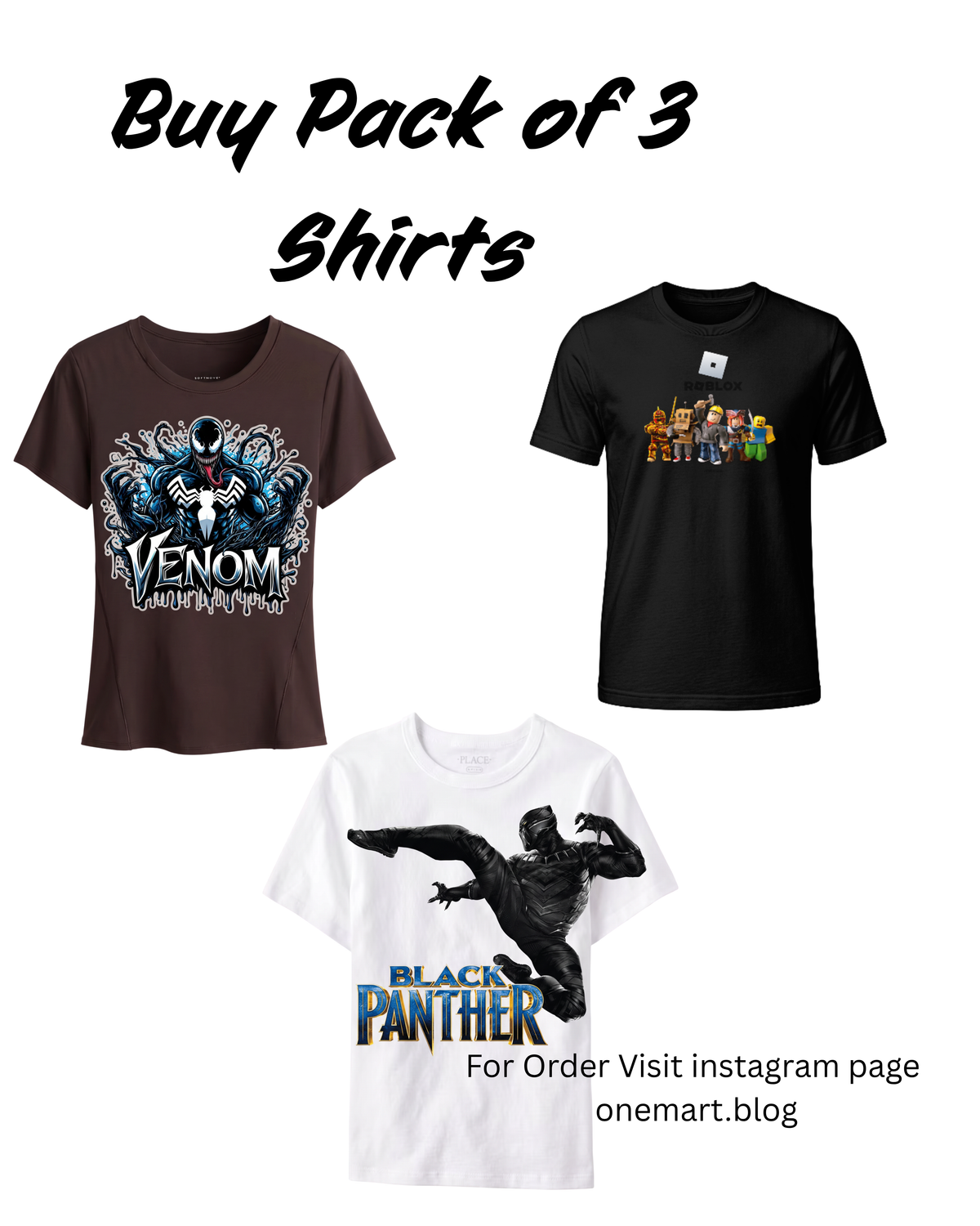 Pack of 3 stylish T-shirts for boys